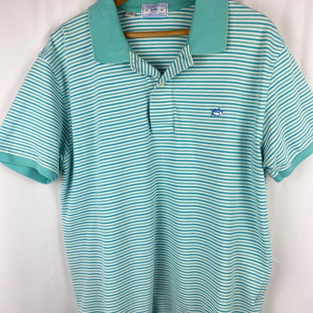 Southern Tide | The Skipjack Polo Teal Stripe | M